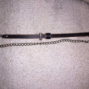 Gap Dark Brown Leather and Silver Chain Belt